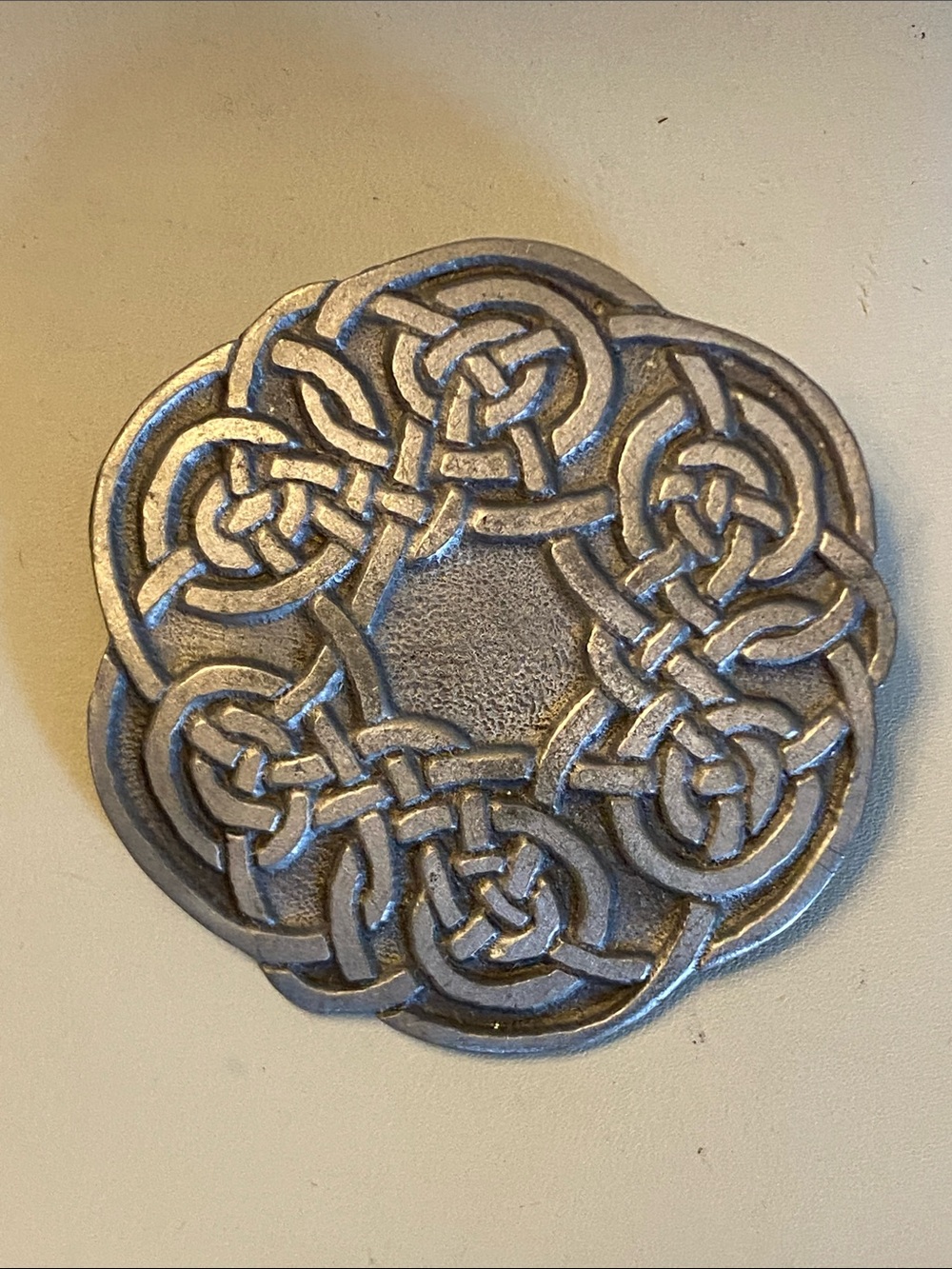 Vintage Pewter Celtic Knot Brooch Silver Tone 4.7 cm